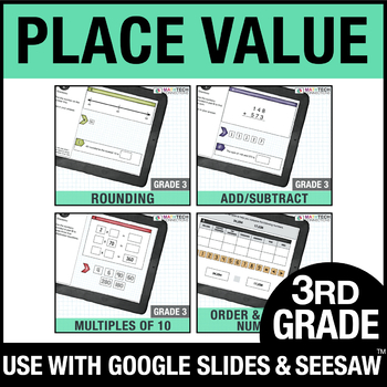 Preview of 3rd Grade Place Value - Google Classroom Math Bundle Review Test Prep