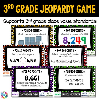 3rd Grade Place Value Jeopardy Game - Comparing Numbers, Rounding ...