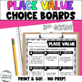 3rd Grade- Place Value Math Menus - Choice Boards and Activities