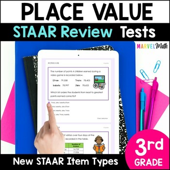 Preview of 3rd Grade Place Value TEKS - STAAR Math Review Tests - Digital and Print