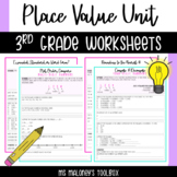 3rd Grade Place Value Unit | No-Prep Worksheets | Standard