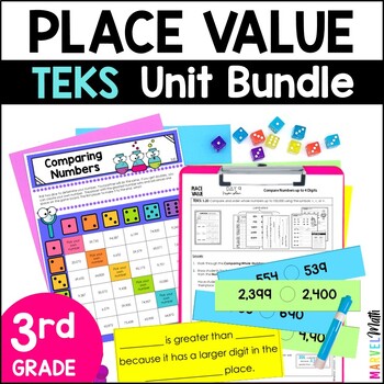 Preview of 3rd Grade Place Value Unit TEKS - Place Value Games, Notebook, Chart, & More
