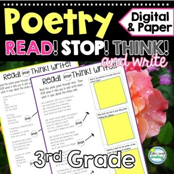 Preview of 3rd Grade Poetry Reading Comprehension Poem Elements and Analysis