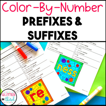 Preview of 3rd Grade Prefixes and Suffixes Worksheets Activities Color By Number