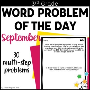 Preview of 3rd Grade Word Problem of the Day | Daily Story Problems | September