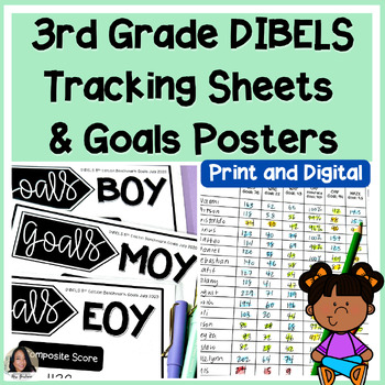 Preview of 3rd Grade Progress Monitoring Data Tracking & Goals Posters DIBELS 8