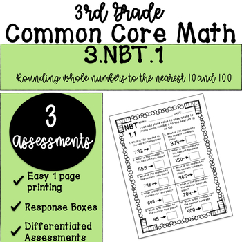 Preview of Common Core 3.NBT.1 - Rounding to the Nearest 10 & 100 | 3rd Grade Assessments