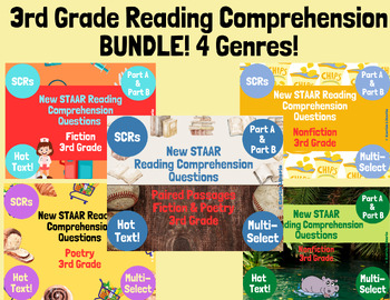 Preview of READING New STAAR Question Types BUNDLE - 3rd grade! 5 passages with Task Cards!