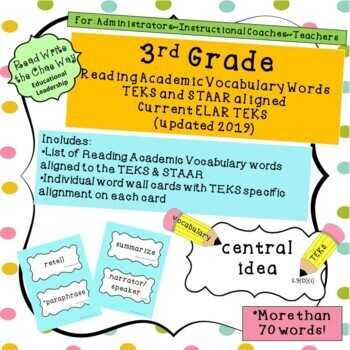 Preview of 3rd Grade Reading Academic Vocabulary TEKS/STAAR