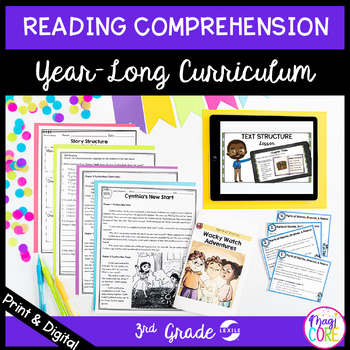 Preview of 3rd Grade Lexile Leveled Reading Comprehension Curriculum - Full Year Bundle