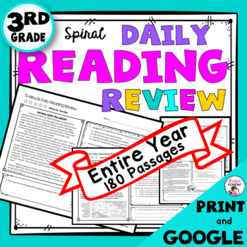 Preview of 3rd Grade Reading Comprehension Daily Passages - Google Forms and Google Slides