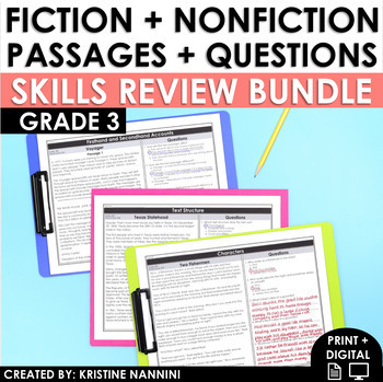 Preview of 3rd Grade Reading Comprehension Passages | Fiction and Nonfiction Strategies