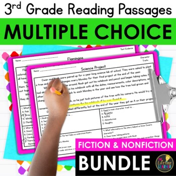 Preview of Multiple Choice Reading Passages 3rd Grade Reading Comprehension Review BUNDLE