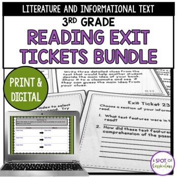 Preview of 3rd Grade Reading Exit Tickets Bundle -Literature and Informational Text