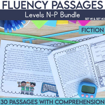 Preview of 3rd Grade Bundle Reading Fluency Passages Comprehension Questions | Level N-P