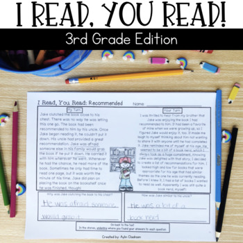 Preview of 3rd Grade Reading Homework | I Read, You Read Passages and Comprehension