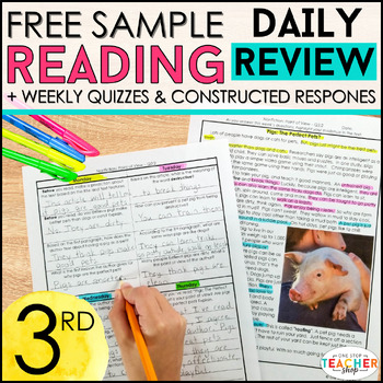 Preview of 3rd Grade Reading Homework & Quizzes with Constructed Response Practice | FREE
