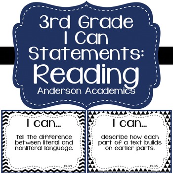 Preview of 3rd Grade "I Can" CCSS Statements: Reading