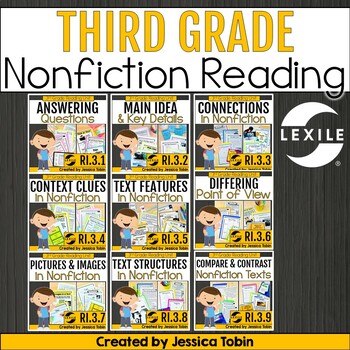 Preview of 3rd Grade Reading Comprehension Passages and Questions - Nonfiction ELA Bundle