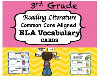 Preview of 3rd Grade Reading Literature Vocabulary Cards-Common Core Aligned