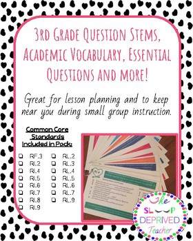 Preview of 3rd Grade Reading Question Stems and Essential Questions Cards