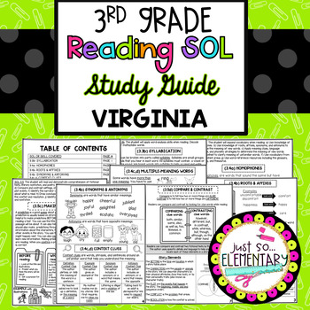 Preview of 3rd Grade Reading SOL Study Guide (Print & Digital)