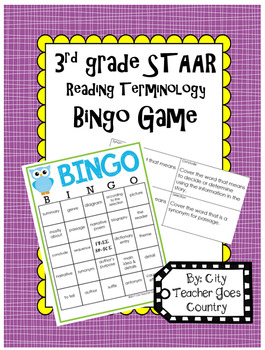 Preview of 3rd Grade Reading STAAR Bingo Vocabulary Game