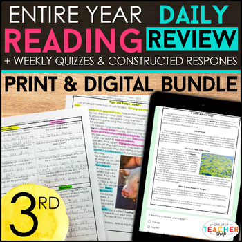 Preview of 3rd Grade Reading Spiral Review, Quizzes & Constructed Response DIGITAL & PRINT