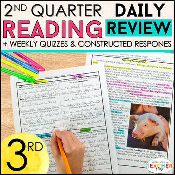 Preview of 3rd Grade Reading Spiral Review | Reading Comprehension Passages | 2nd QUARTER