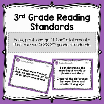 Preview of 3rd Grade Reading Standards - "I Can" Statements