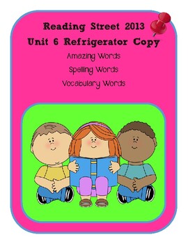 Preview of 3rd Grade Reading Street 2013 Unit 6 Refrigerator Copy - Editable