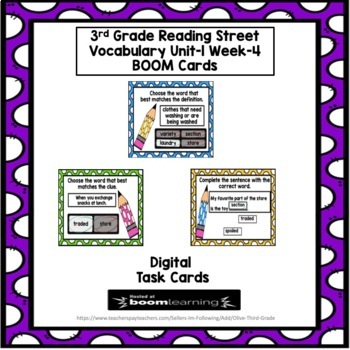 Preview of 3rd Grade Reading Street Vocabulary Unit-1 Week- 4 BOOM Cards Digital Task Cards