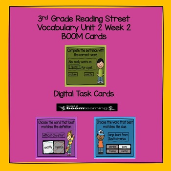 Preview of 3rd Grade Reading Street Vocabulary Unit 2 Week 2 BOOM Cards  Digital Task Cards