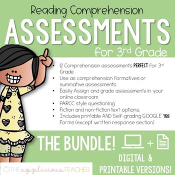 Preview of 3rd Grade Reading Tests | Digital and Printable BUNDLE