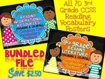 Preview of 3rd Grade Reading Vocabulary Posters: BUNDLE {RI & RL}