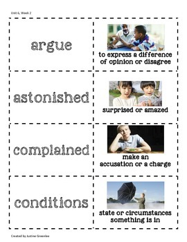 3rd Grade Reading Wonders Vocabulary Cards With Pictures Unit 6 | TpT