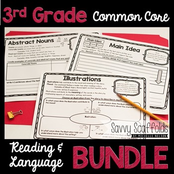 Preview of 3rd Grade Reading and Language Graphic Organizers Common Core Bundle