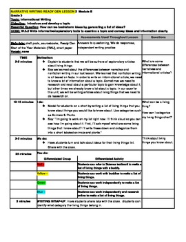 Preview of 3rd Grade Ready Gen Module B Informational Writing Lesson Plan #2