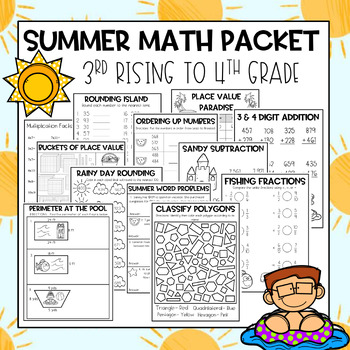 3rd Grade Review Summer Math Packet (Rising 4th Grade) by Third Grade ...