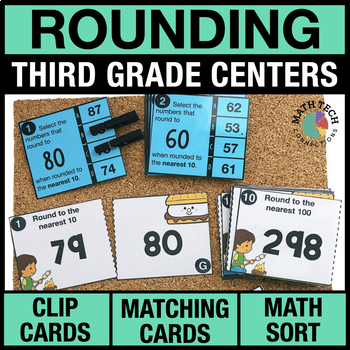 Preview of 3rd Grade Rounding Math Centers - Math Games