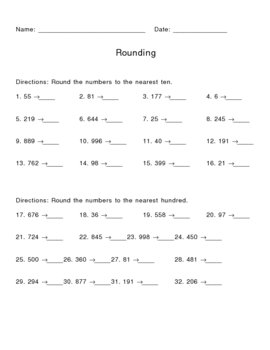 3rd Grade Rounding Practice by Matt Rothenberger | TpT
