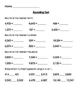 3rd grade rounding test by anchorkelly teachers pay teachers