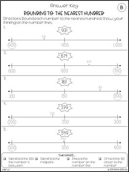 3rd grade rounding to the nearest 100 worksheets answer keys tpt