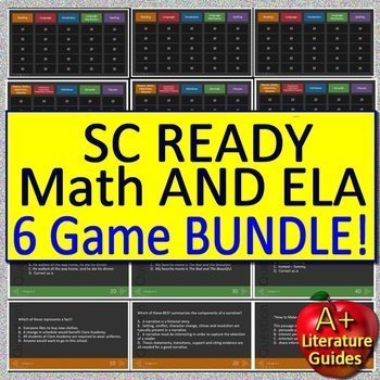 Preview of 3rd Grade SC Ready Test Prep Math and ELA Games Bundle - 6 PowerPoint Games