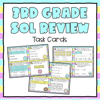 Preview of 3rd Grade SOL Review Task Cards (Boom Cards also Included)