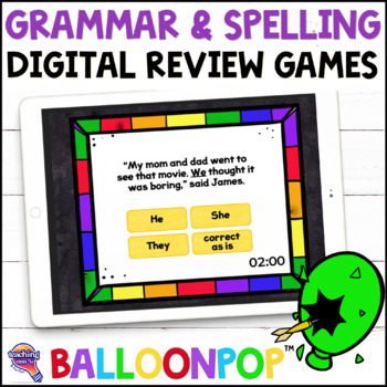 Preview of 3rd Grade SPELLING & GRAMMAR  Digital Review Games BalloonPop™, Set 1