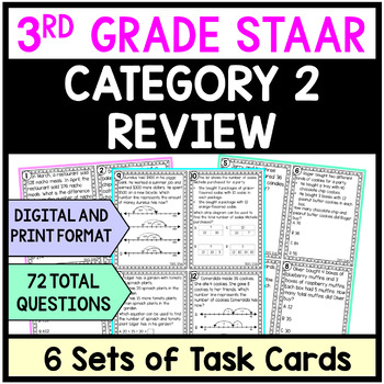Preview of 3rd Grade Math STAAR Category 2 Review - Task Cards