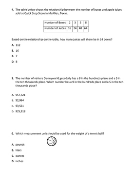 3Rd Grade Staar Math Word Problems Practice Benchmark Test | Tpt