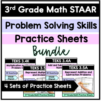 3rd Grade STAAR Math - Problem Solving Skills Practice Sheets Bundle