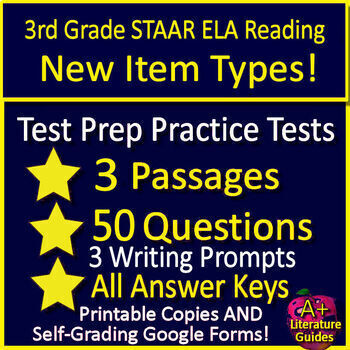 Preview of 3rd Grade STAAR 2.0 Test Prep Reading Passages Practice Tests New Item Types